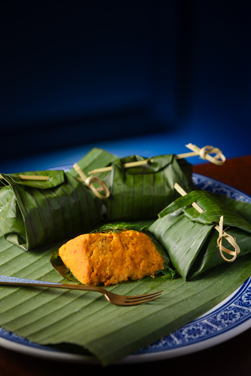 Otak-Otak — spiced fish custard grilled in banana leaf