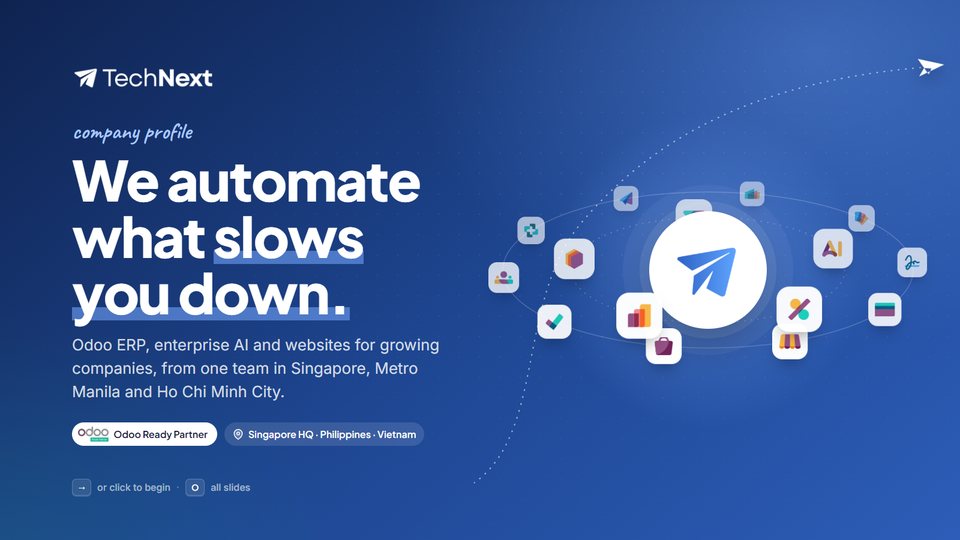 Company profile cover: We automate what slows you down.